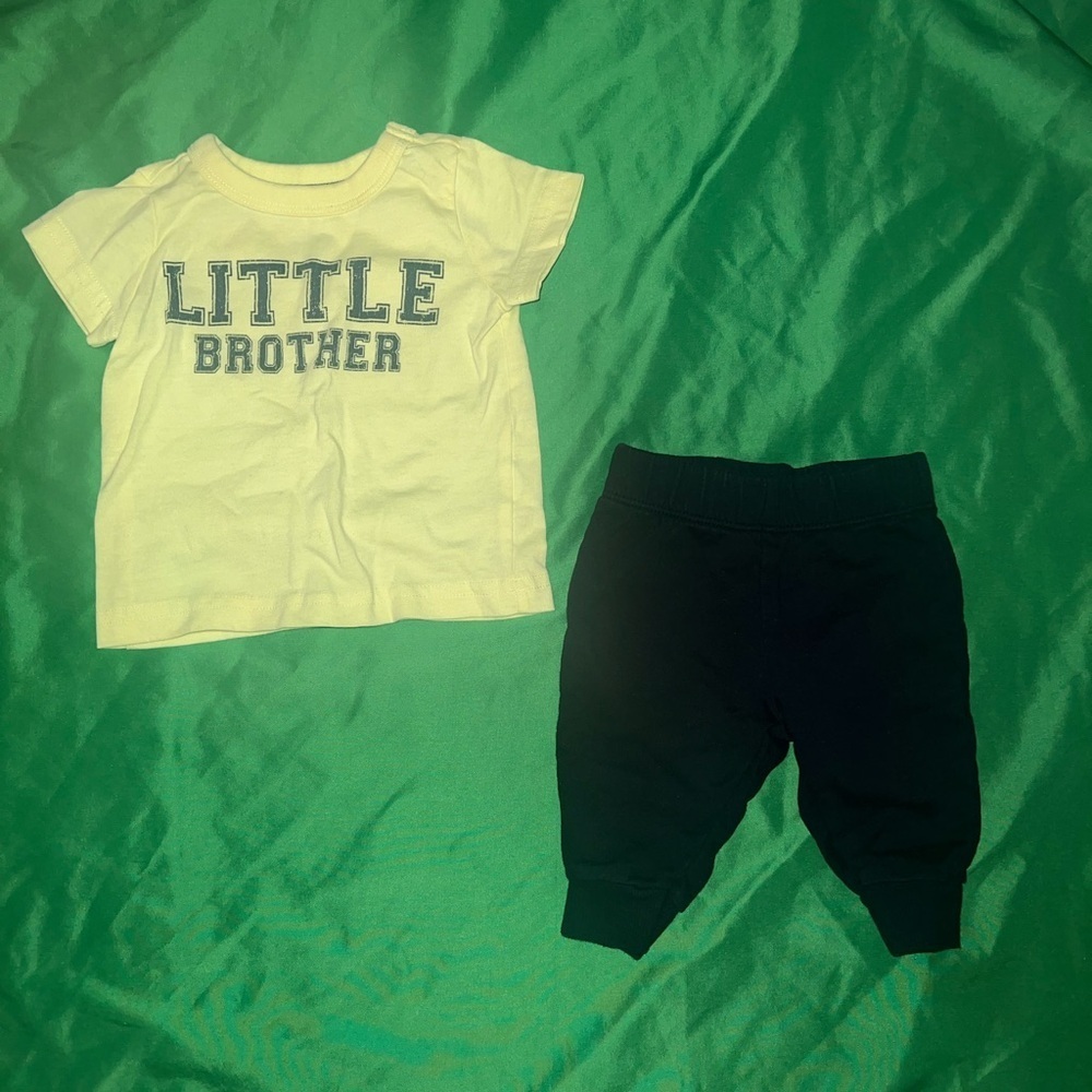 Carter's Little Brother Outfit- Green and Black size 3 Months